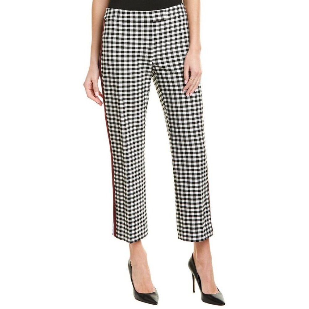 $395 Derek Lam 10 Crosby Gingham Trousers Tuxedo Stripes